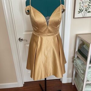 JJs House Gold Satin Prom Cocktail Dress XXL